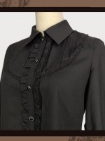 Turn Down Collar Gigot Sleeve Blouse