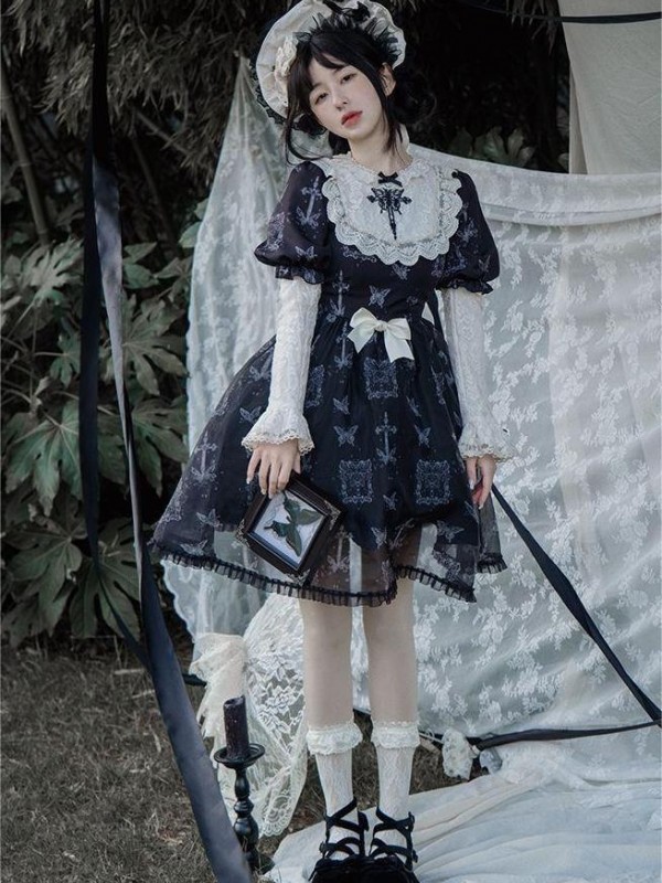 【Twilight Butterfly】~Natural fluffy Onepiece~Embroidery and printing Dismantling sleeve~Four seasons 【Twilight Butterfly】~Natural fluffy Onepiece~Embroidery and printing Dismantling sleeve~Four seasons