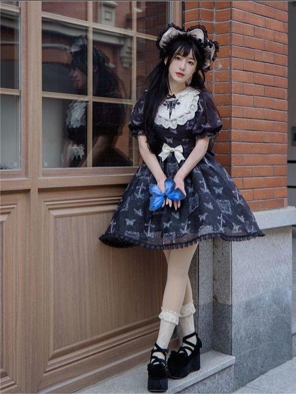 【Twilight Butterfly】~Natural fluffy Onepiece~Embroidery and printing Dismantling sleeve~Four seasons 【Twilight Butterfly】~Natural fluffy Onepiece~Embroidery and printing Dismantling sleeve~Four seasons