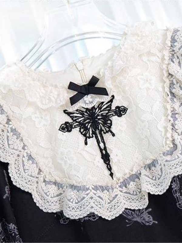 【Twilight Butterfly】~Natural fluffy Onepiece~Embroidery and printing Dismantling sleeve~Four seasons 【Twilight Butterfly】~Natural fluffy Onepiece~Embroidery and printing Dismantling sleeve~Four seasons