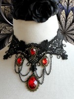 Vampire Retro Ruby Pendant Choker