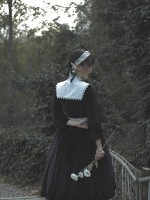 Velvet Nun Detachable Collar One-piece 
