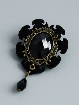 Vintage Black Manmade Diamond Brooch