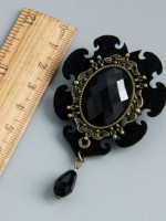 Vintage Black Manmade Diamond Brooch