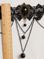 Vintage Fringe Black Lace Choker