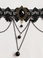 Vintage Fringe Black Lace Choker