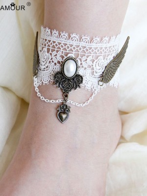 Vintage Lace Wings Anklet