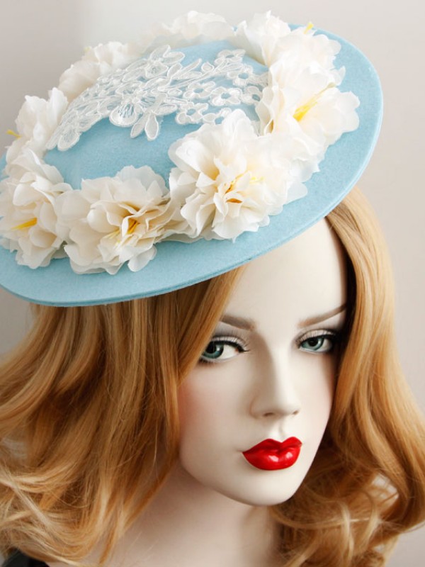 White FlowerBlue Mini Top Hat