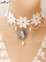 White Race Portrait Pendant Choker White Race Portrait Pendant Choker