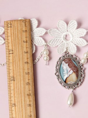 White Race  Portrait Pendant Choker