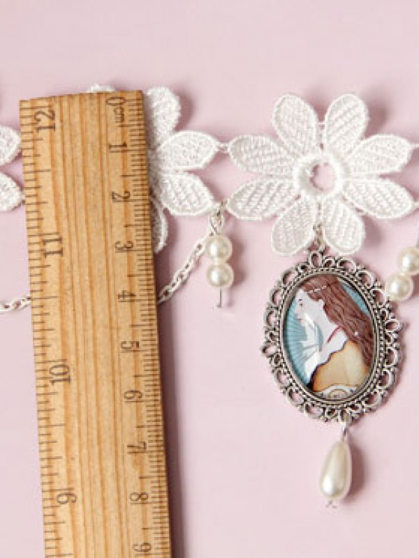 White Race Portrait Pendant Choker White Race Portrait Pendant Choker
