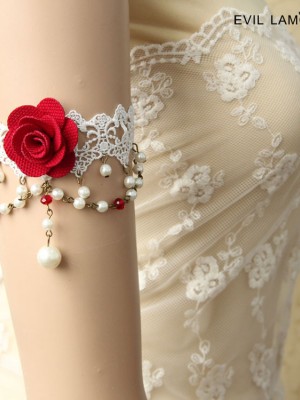 White Race Red Flower Armband
