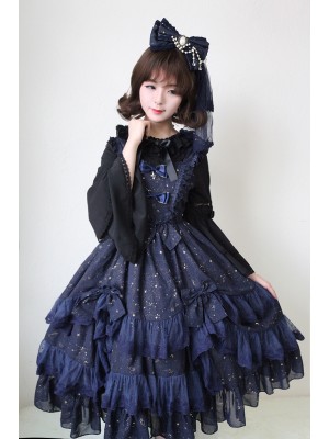 Sweet Retro Chiffon Dress JSK Multi-layered Lolita Jumperskirt