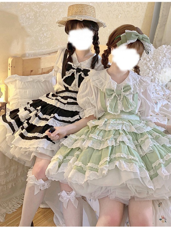 With Puji - Summer Soda Suspender Skirt With Puji - Summer Soda Suspender Skirt