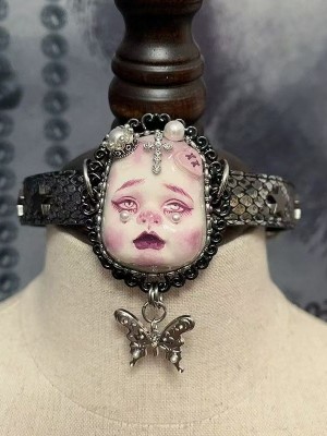 Gothic Cross Choker With Dark Lolita Charm
