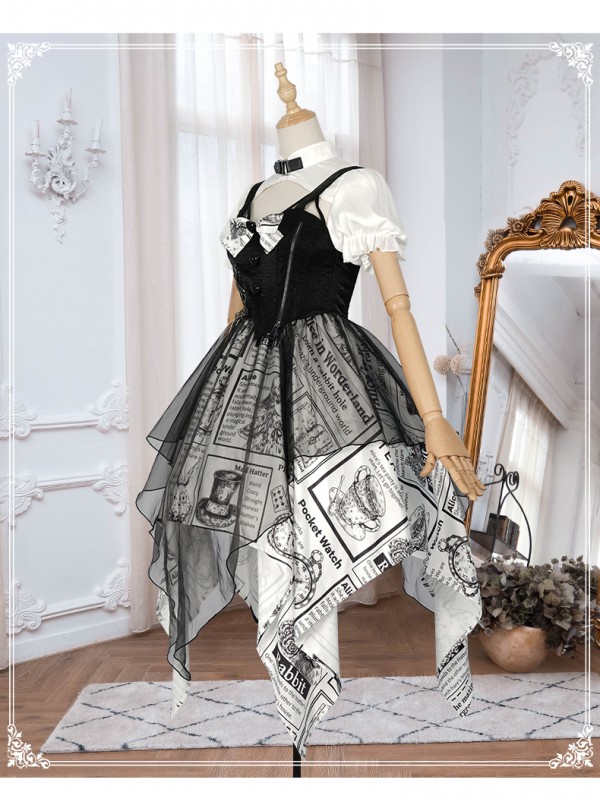 YINGLUOFU - Black and White Alice One-piece YINGLUOFU - Black and White Alice One-piece