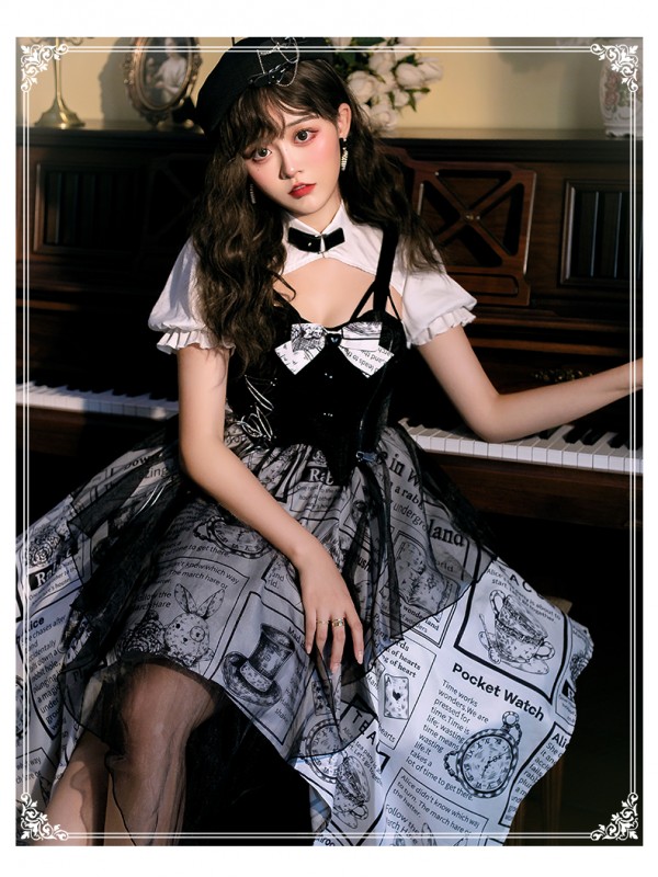 YINGLUOFU - Black and White Alice One-piece YINGLUOFU - Black and White Alice One-piece