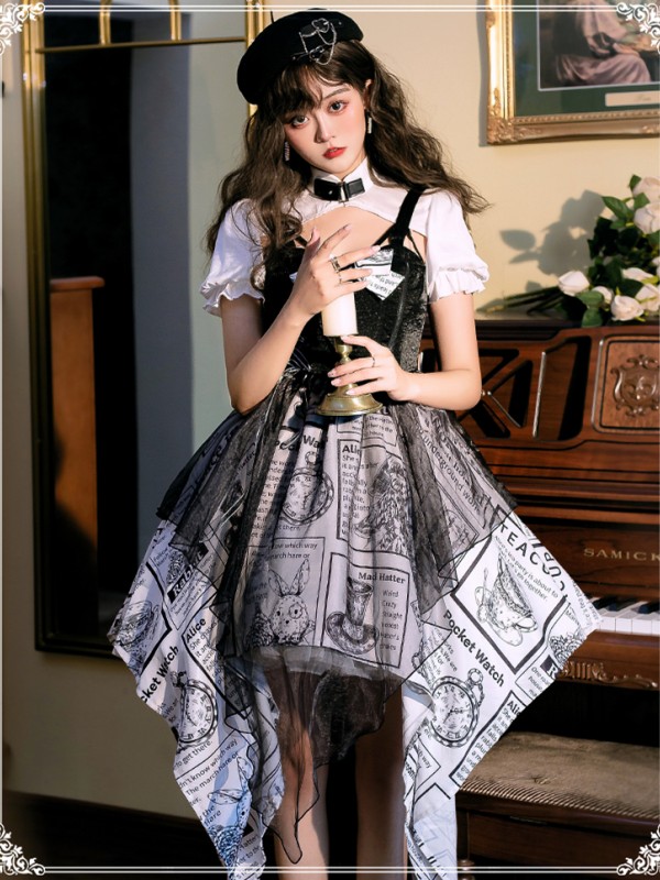 YINGLUOFU - Black and White Alice One-piece YINGLUOFU - Black and White Alice One-piece