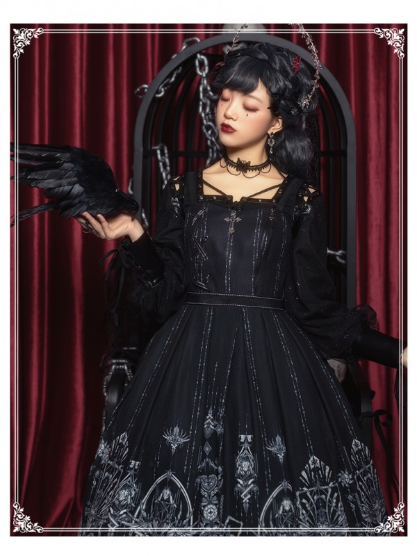 YINGLUOFU - Eye of the Red Heart Gothic Jumperskirt YINGLUOFU - Eye of the Red Heart Gothic Jumperskirt