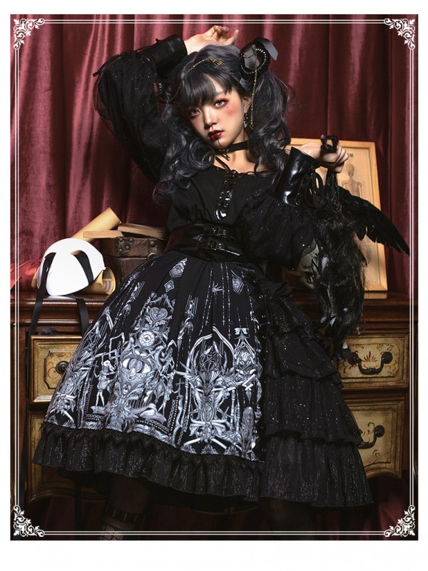 YINGLUOFU - Eye of the Red Heart Gothic Jumperskirt YINGLUOFU - Eye of the Red Heart Gothic Jumperskirt