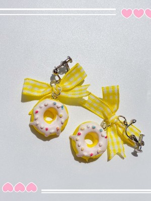 Yellow Donuts Ear Clips