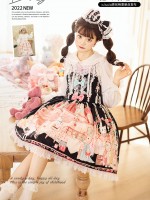 Zhijinyuan - Cat Tea Party Suspender Skirt