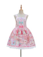 Zhijinyuan - Cat Tea Party Suspender Skirt Zhijinyuan - Cat Tea Party Suspender Skirt