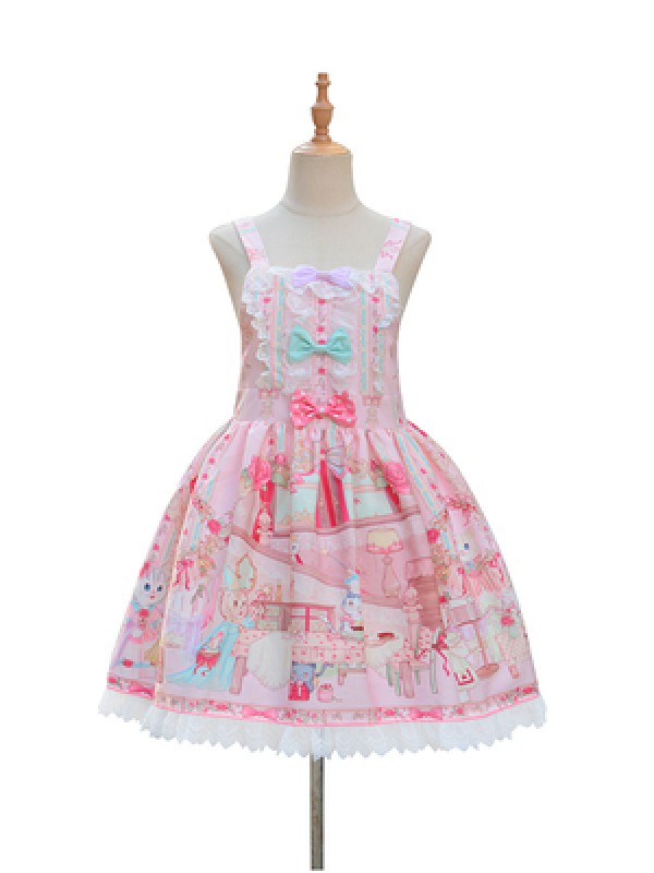 Zhijinyuan - Cat Tea Party Suspender Skirt Zhijinyuan - Cat Tea Party Suspender Skirt
