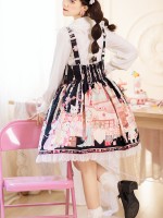 Zhijinyuan - Cat Tea Party Suspender Skirt Zhijinyuan - Cat Tea Party Suspender Skirt