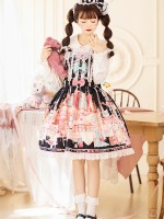 Zhijinyuan - Cat Tea Party Suspender Skirt Zhijinyuan - Cat Tea Party Suspender Skirt