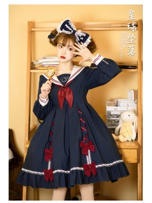 Zhijinyuan - Falling Stars Sailor Collar One-piece