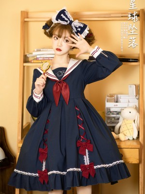 Zhijinyuan - Falling Stars Sailor Collar One-piece