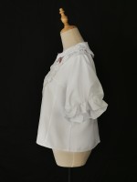 Pink bow collar lace short sleeves blouse Pink bow collar lace short sleeves blouse