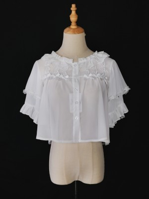 Lolita summer princess sleeves lace short sleeved blouse