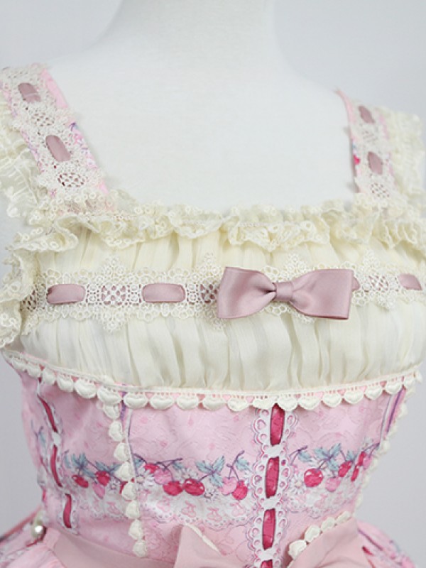 Sweet Cherry Deer Heart Belt Jumperskirt