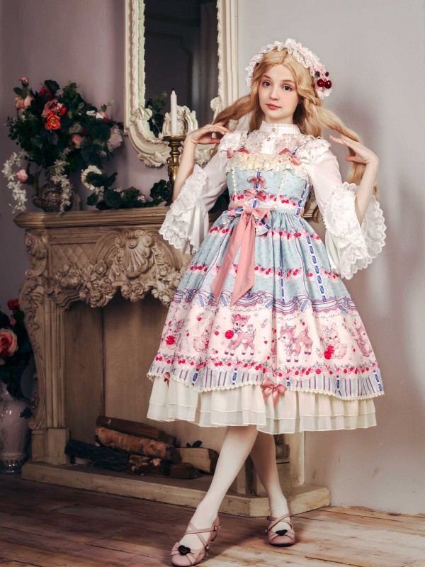 Sweet Cherry Deer High-waisted Jumperskirt Sweet Cherry Deer High-waisted Jumperskirt