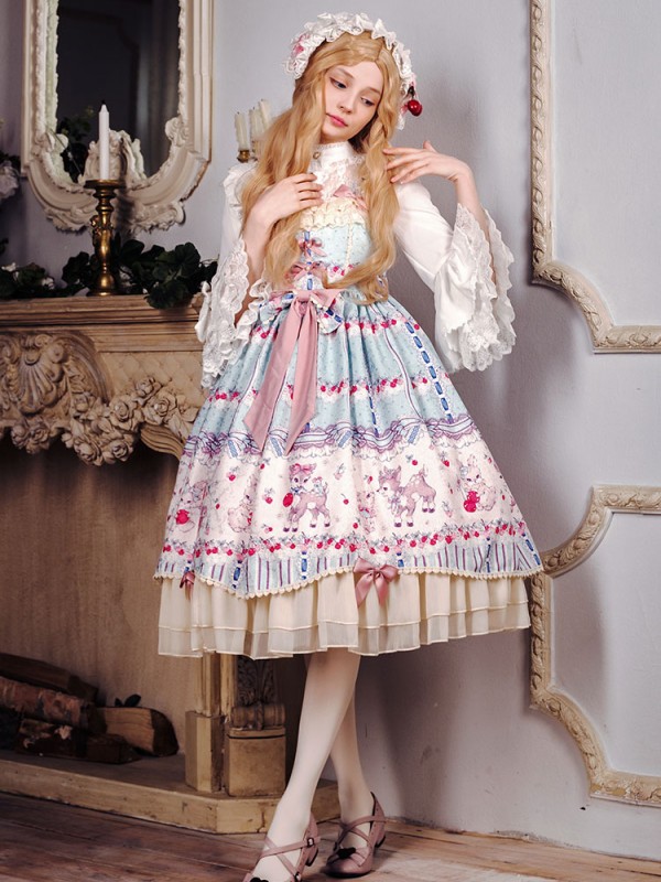 Sweet Cherry Deer High-waisted Jumperskirt Sweet Cherry Deer High-waisted Jumperskirt