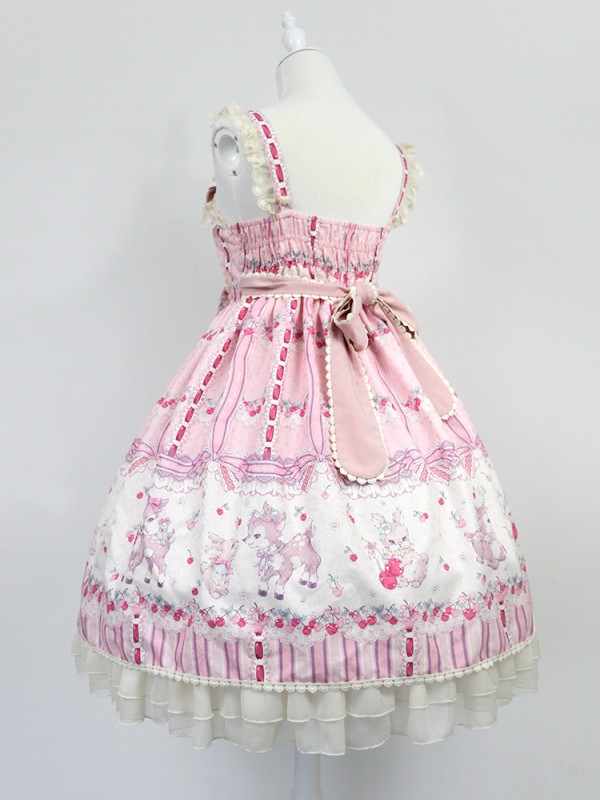 Sweet Cherry Deer High-waisted Jumperskirt