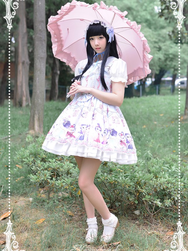 Chinese Walking Cat Strap Jumperskirt
