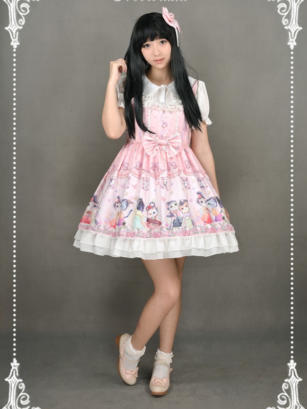 Chinese Walking Cat Strap Jumperskirt