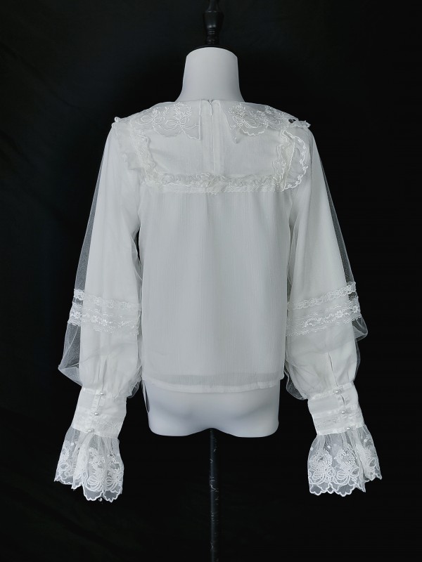 Classic Lolita lantern sleeves and embroidered neck blouse Classic Lolita lantern sleeves and embroidered neck blouse