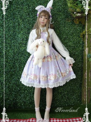 Sweet and Lovely Don't Eat Bunny Round Collar JSK Lolita Jumperskirt