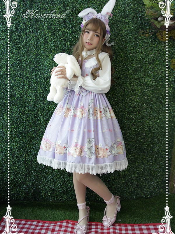 Sweet and Lovely Don't Eat Bunny Round Collar JSK Lolita Jumperskirt