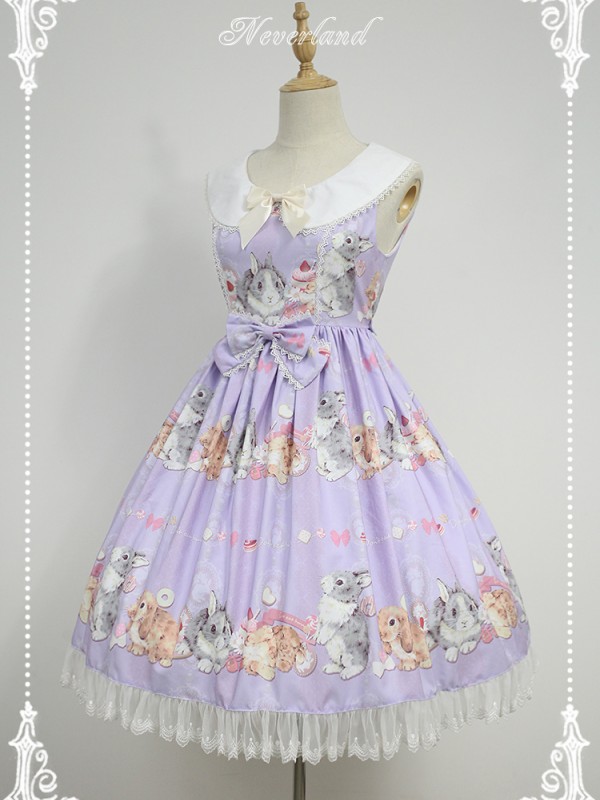 Sweet and Lovely Don't Eat Bunny Round Collar JSK Lolita Jumperskirt