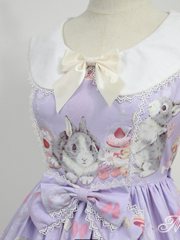 Sweet and Lovely Don't Eat Bunny Round Collar JSK Lolita Jumperskirt