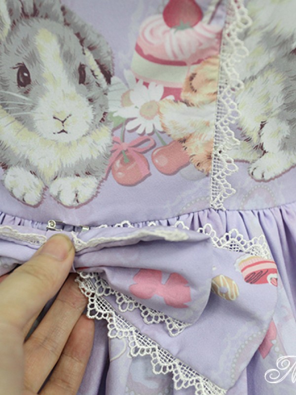 Sweet and Lovely Don't Eat Bunny Round Collar JSK Lolita Jumperskirt