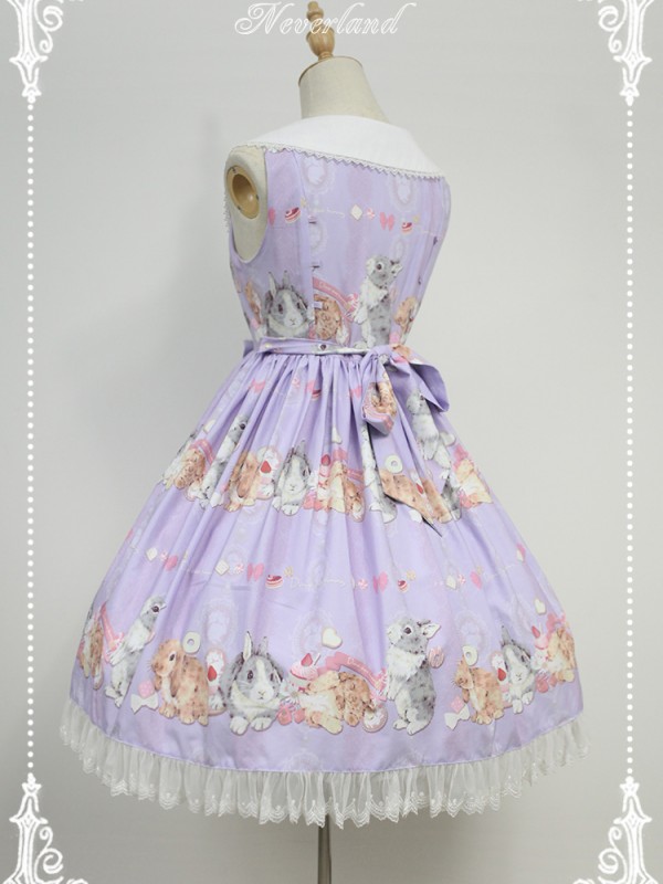 Sweet and Lovely Don't Eat Bunny Round Collar JSK Lolita Jumperskirt