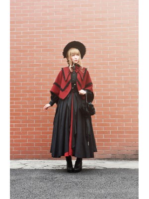 +Plain Doll+  Retro Gothic Peak Collar Vampire Style Cape 001