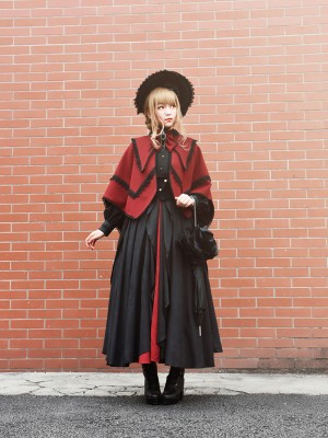 +Plain Doll+  Retro Gothic Peak Collar Vampire Style Cape 001