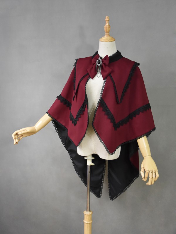 +Plain Doll+  Retro Gothic Peak Collar Vampire Style Cape 001